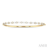 1 1/4 Ctw Baguette and Round Cut Diamond Fashion Bangle in 14K Yellow Gold